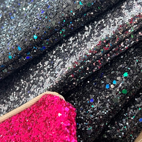 Handcrafted! 🤩Gorgeous Steel Silver Glitter Makeup Bag or Evening Clutch - Picture 6 of 12